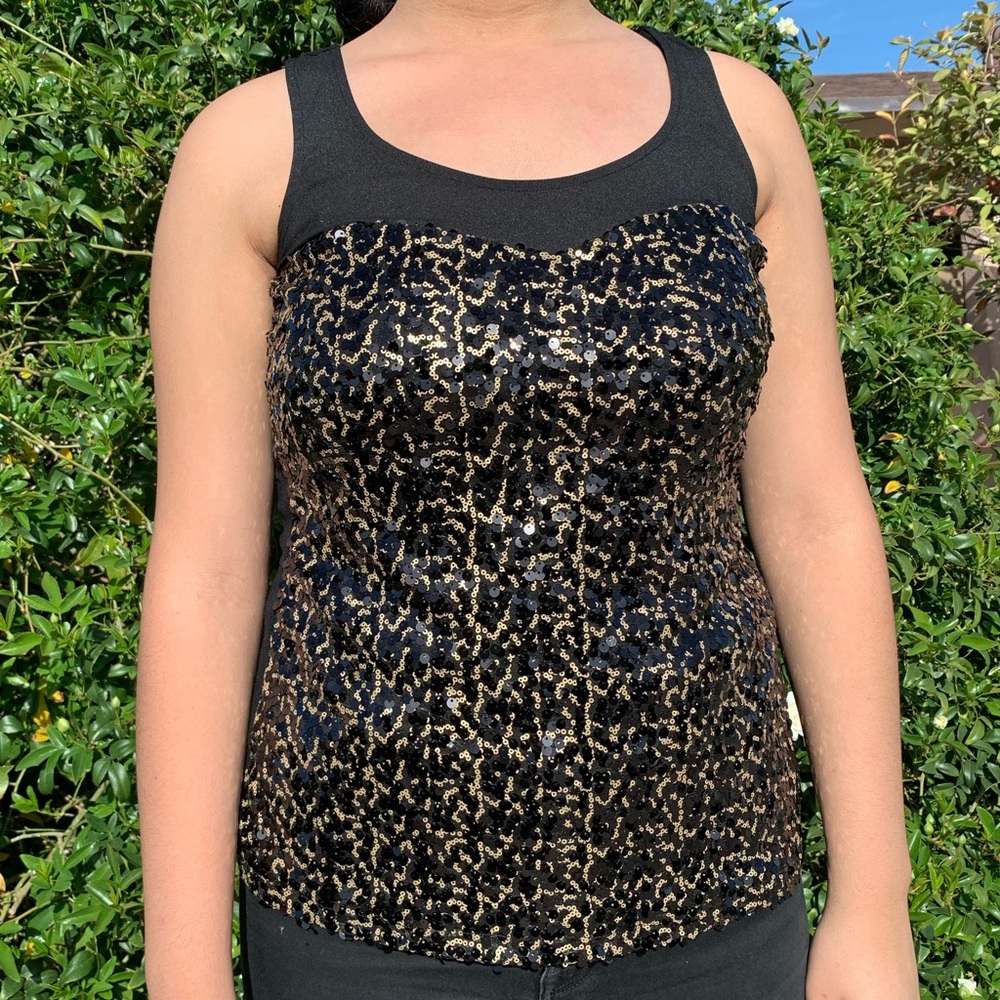 The Limited Sequins Tank Top Black/Gold M